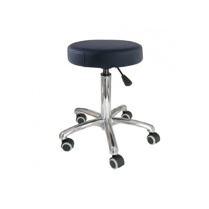 Tabouret Disk sur roulettes - piétement chromé